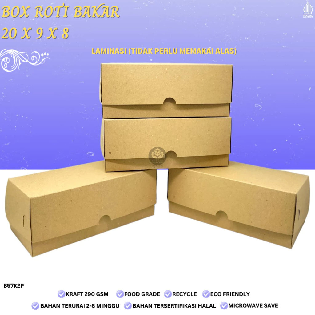 Jual Box Roti Bakar Polos Laminasi (B57K2P-20X9X8 Cm) | Shopee Indonesia
