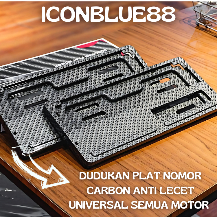 iconblue88 Cover Dudukan Plat Nomor Motor Jenis Karbon 2 Pcs Gratis Baut Kunci Cover Plat 4 Pcs Universal Semua Motor