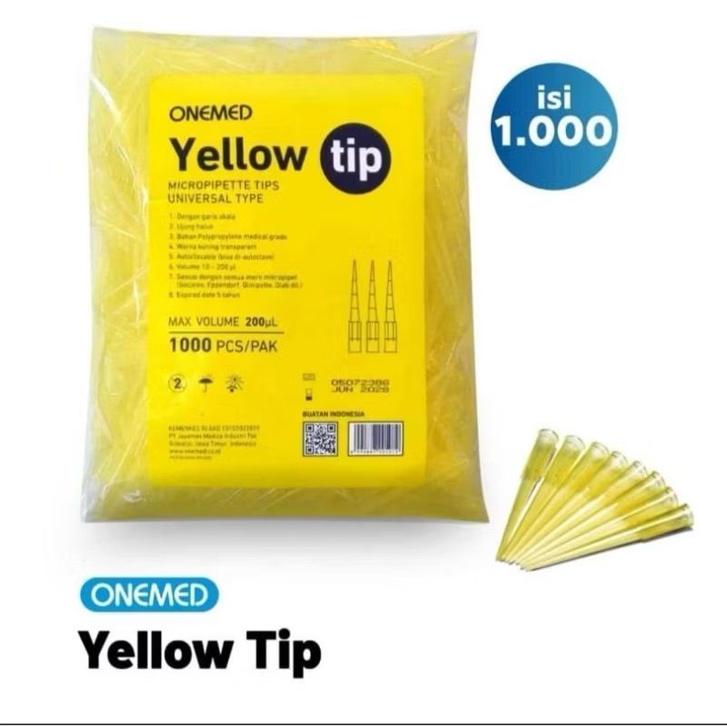 Jual Yellow Tips Micropipet Tips Kuning Onemed isi 1000pcs , Yellow Tip ...