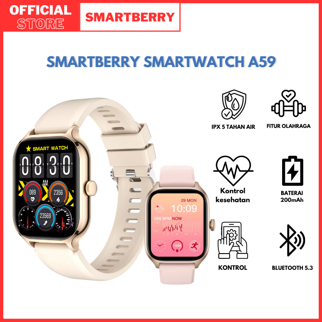 Jual Smartberry Smartwatch A59 splash proof Bluetooth Jam Ponsel / jam ...