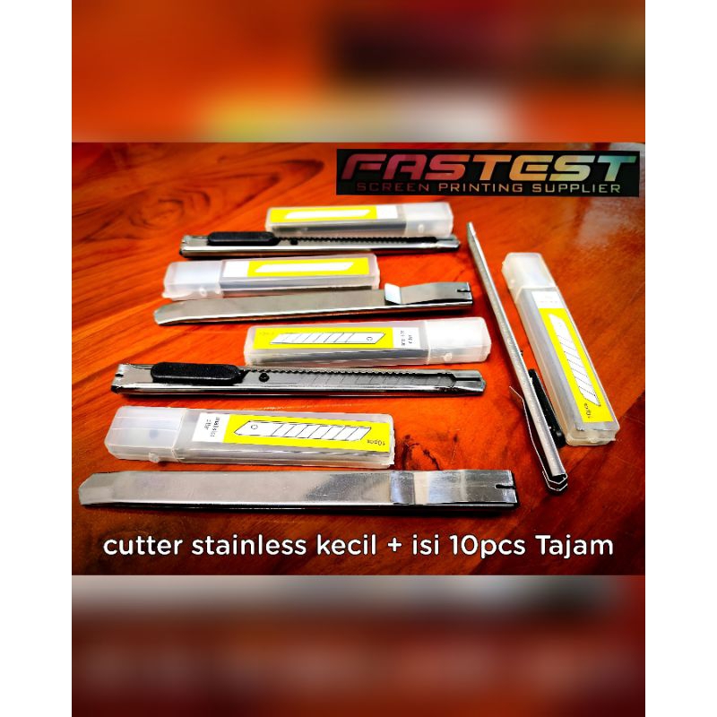 Jual paket cutter stainless kecil + isi 10pcs Tajam | paket cutter ...