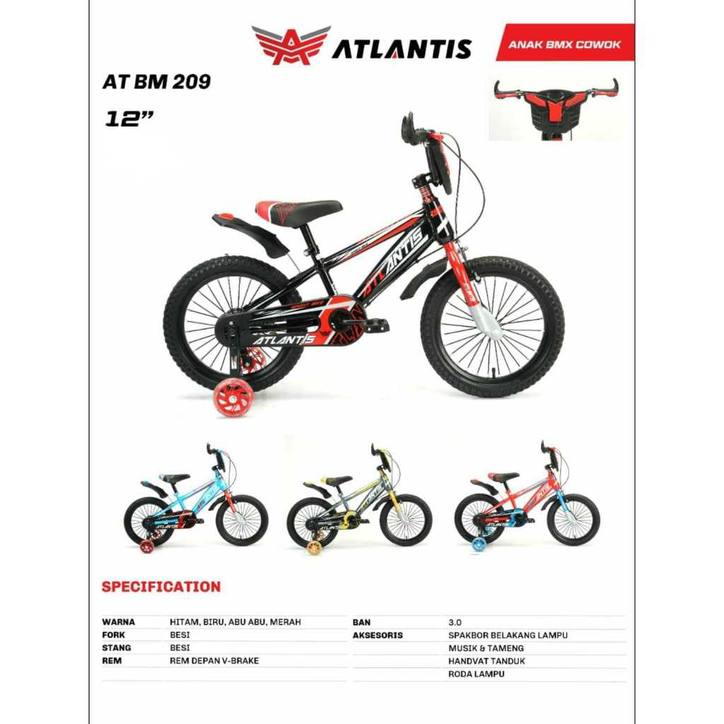 Jual sepeda anak laki BMX ukuran 12 16 18 INCH ATLANTIS WM AT 209(BAN 2 ...