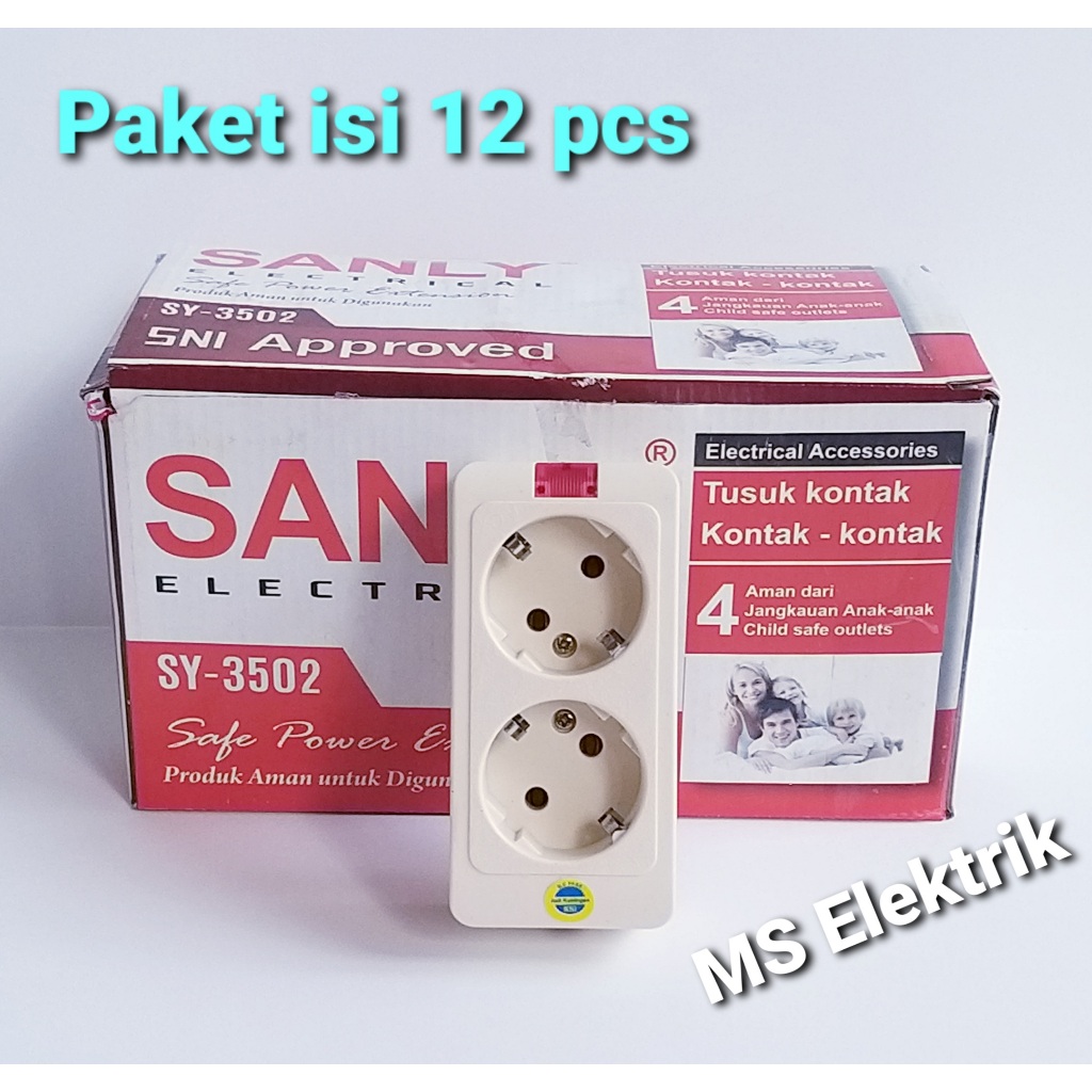  Jual SANLY Stop Kontak Arde / Terminal 2 Lubang Kualitas Premium Pin 