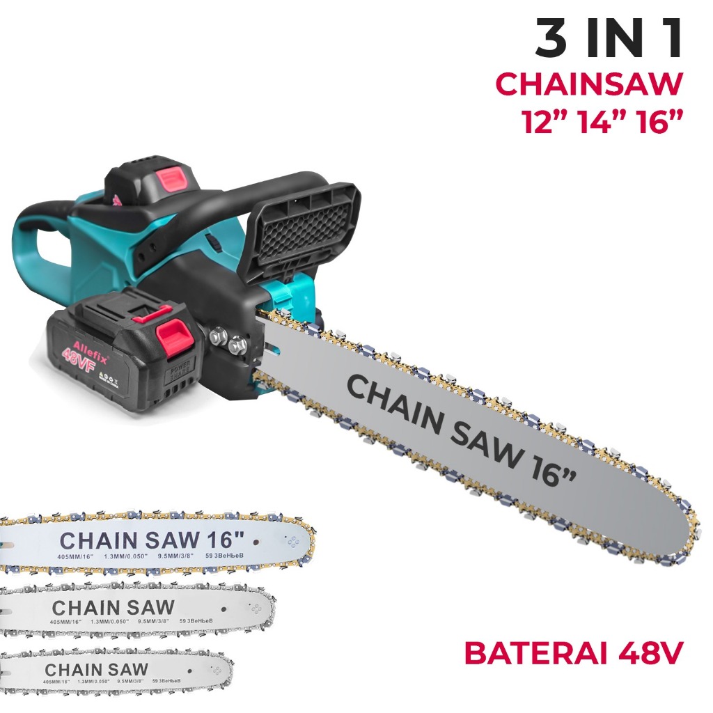 Jual Chainsaw Portable 1 Baterai 48V Gergaji Rantai Pemotong Kayu dan ...
