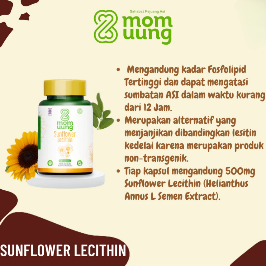 Jual Mom Uung Sunflower Lecithin 30 Kapsul - Melancarkan Sumbatan ASI