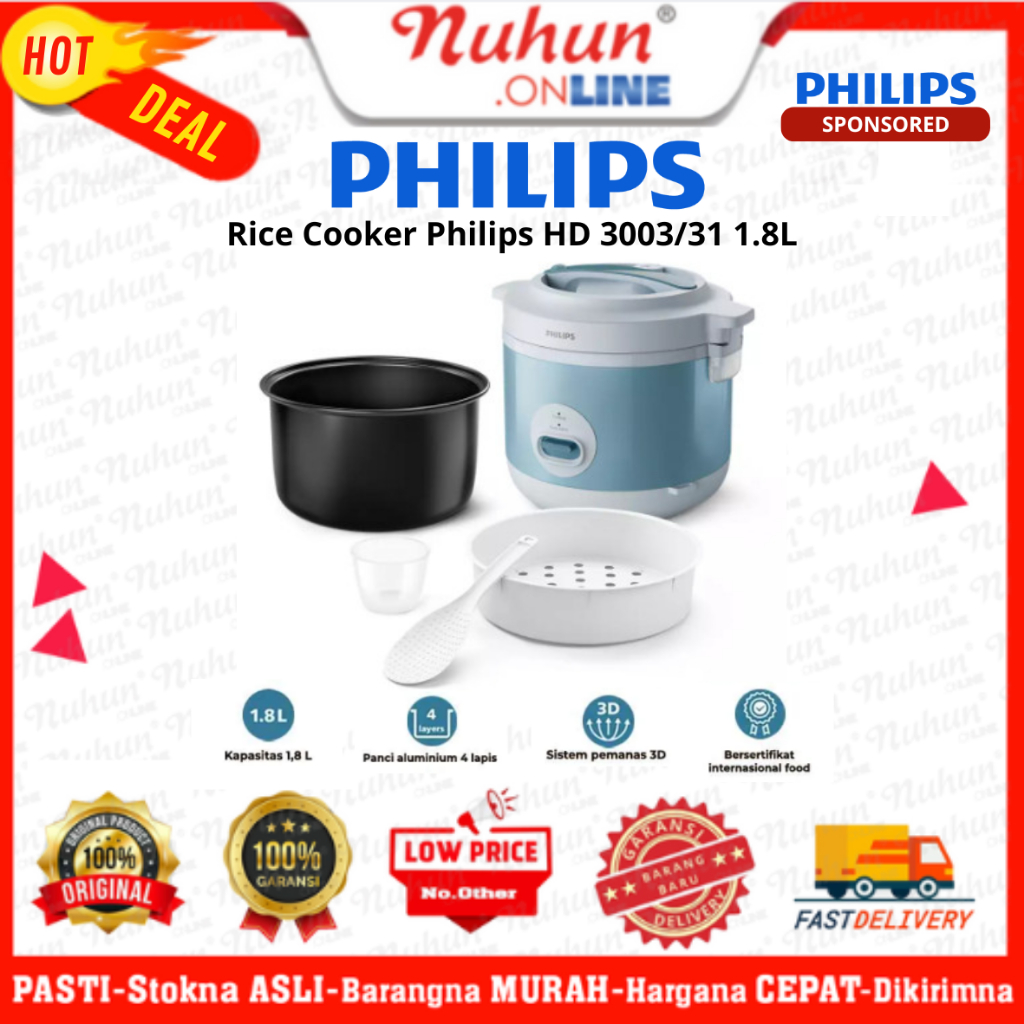 Jual Philips Rice Cooker HD 3003/31 1.8L | Shopee Indonesia
