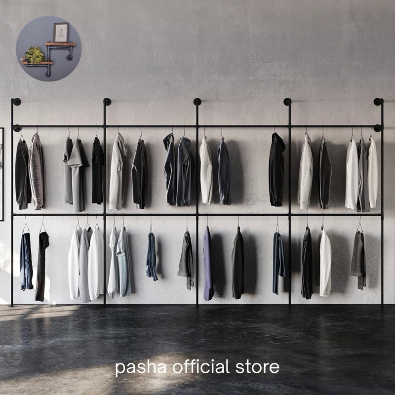 Jual industrial pipe clothing rack - rak display - 2X4 Meter | Shopee ...