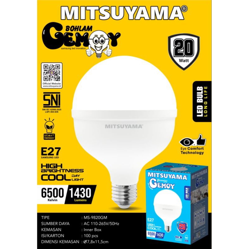 Jual Lampu bohlam led gemoy 5w- 60w putih mitsuyama / led bulb bagus ...