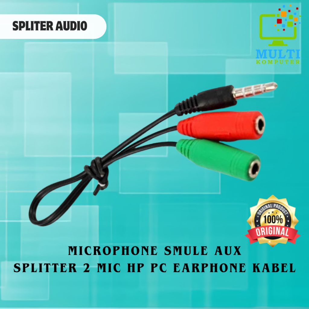 Jual SPLITER AUDIO MICROPHONE SMULE AUX SPLITTER 2 MIC HP PC EARPHONE ...
