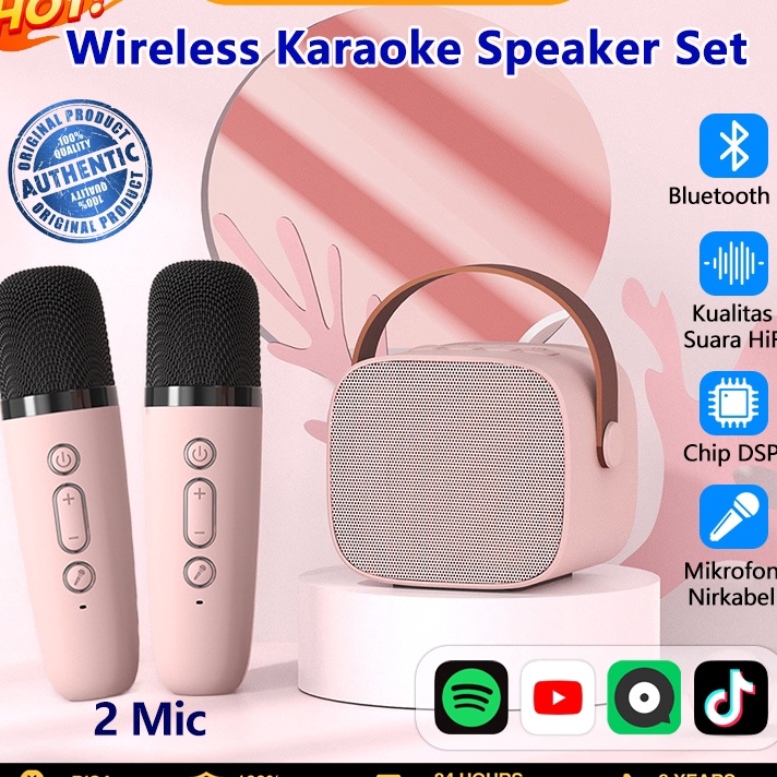 Jual Model Baru CODSpeaker Bluetooth Karaoke 2 Mic Set Salon Bluetooth ...