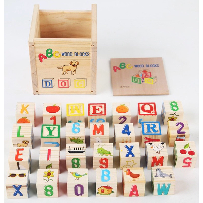 Jual ABC Wooden Blocks Game/English Letters Number Pattern Game ...