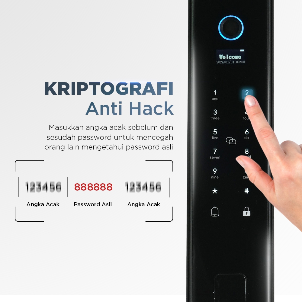 Jual Smart Door Lock Face Recognition Fingerprint Password Key Card ...