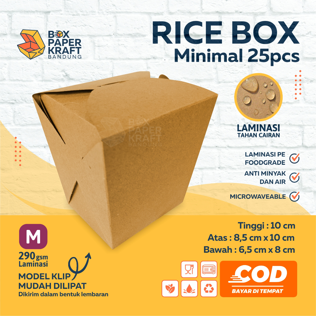 Jual Rice Box Paper Kraft Dus Rice Bowl makanan Take away Food grade ...