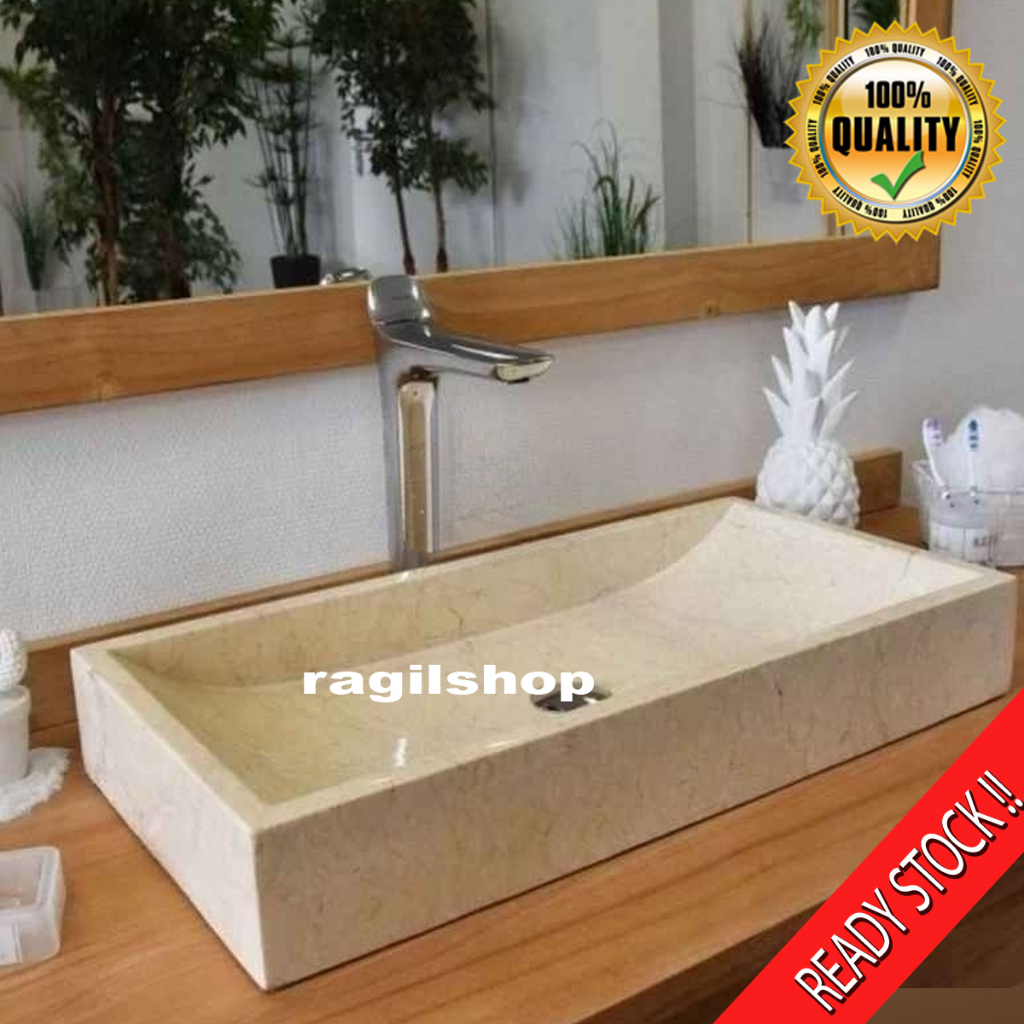 Jual Wastafel Marmer Kotak 50 x 35 Model Seluncur Halus Kilap Full ...