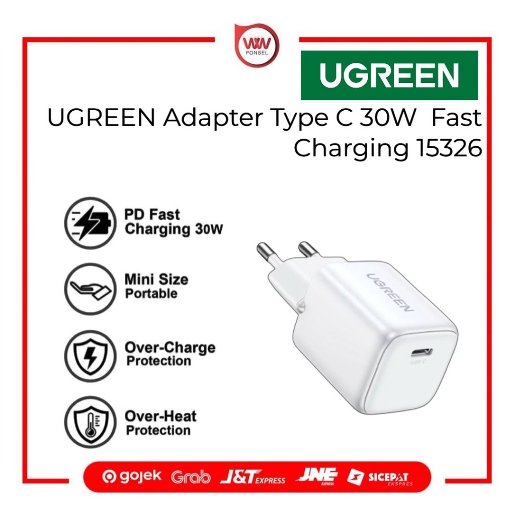 Jual UGREEN 15326 Kepala Charger Iphone Type C PD Fast Charging GAN 30W ...