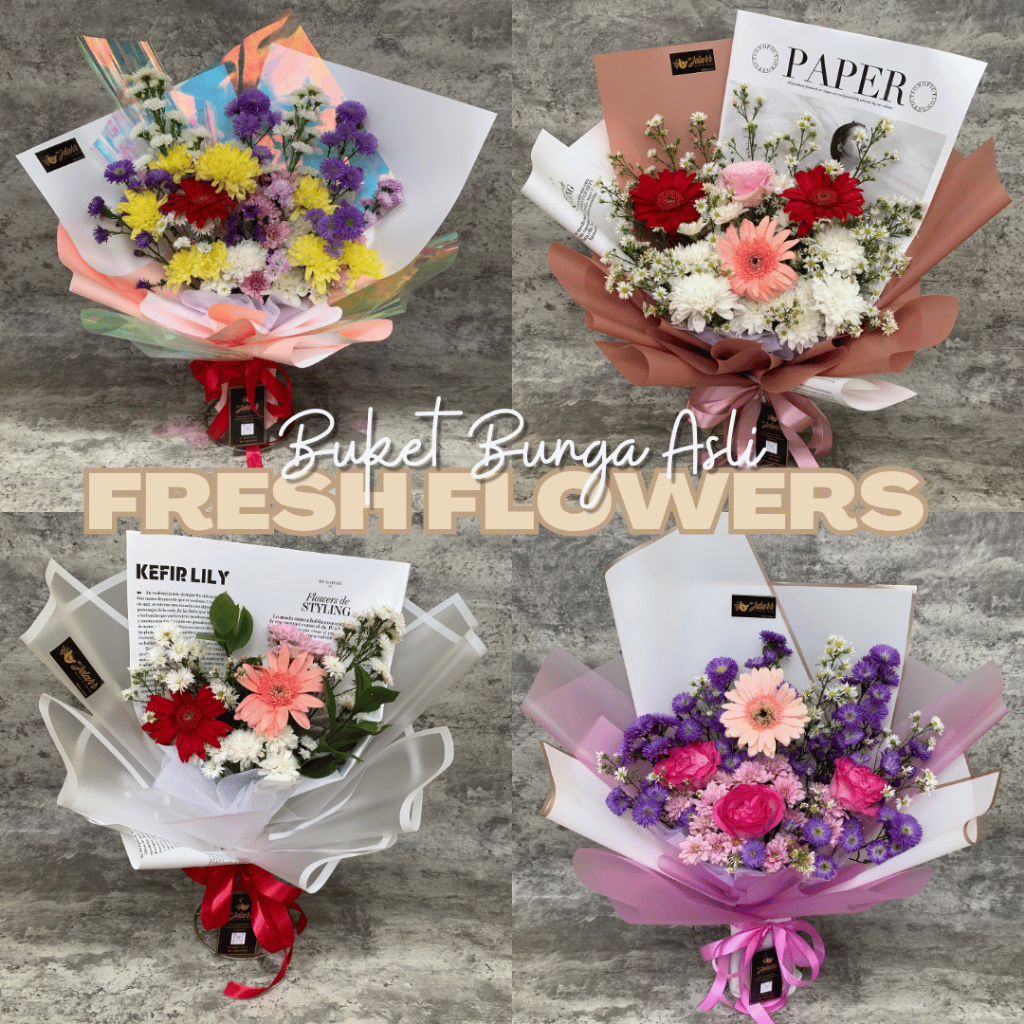 Jual ( SEHARI JADI ) Fresh Flowers Bouquet Buket Bunga Asli Hidup Mawar ...