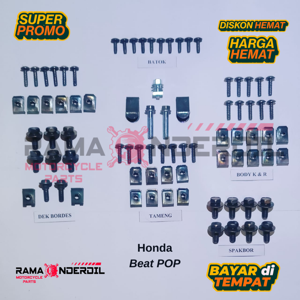 Jual Satu set baut / baud mur body motor Beat POP | Shopee Indonesia