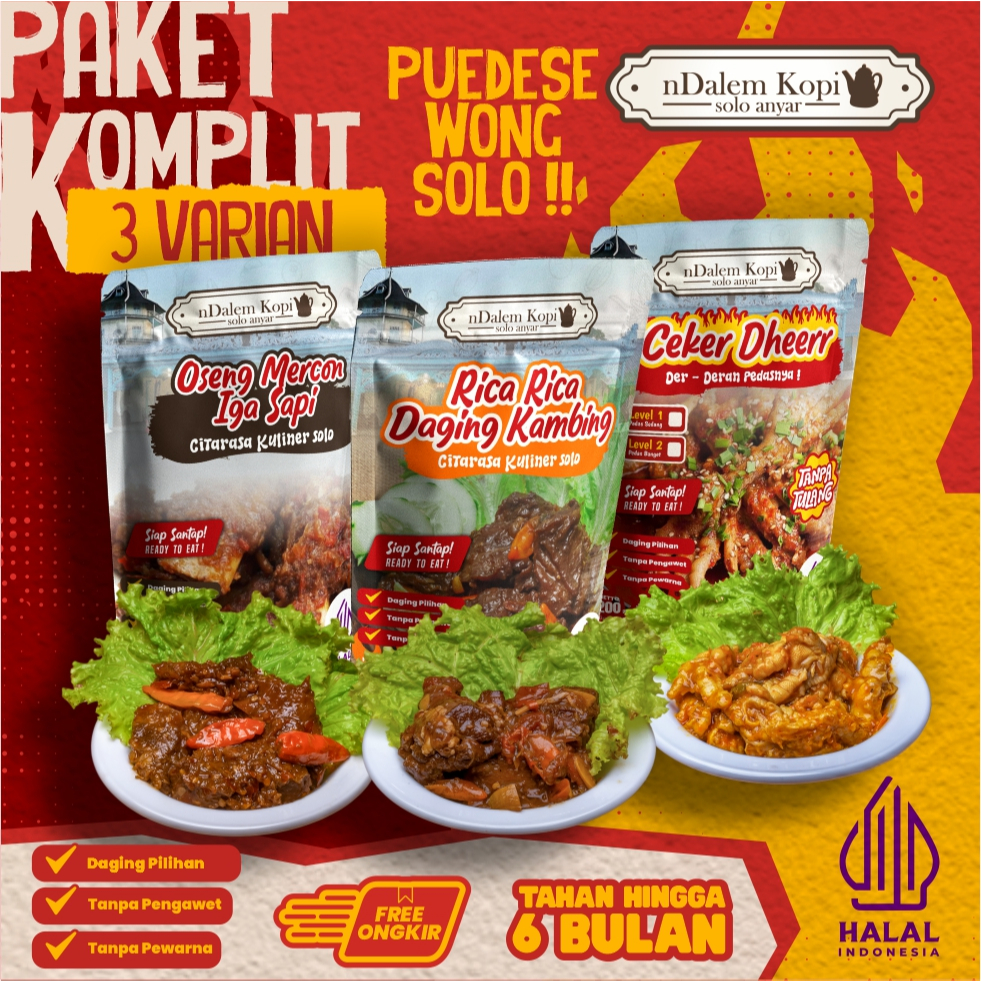 Jual Paket Komplit 3 Varian - Oseng Mercon Ceker Tanpa Tulang Pedas ...