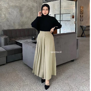 Cellie Kulot Pleats Wanita Celana Kulot Wanita Celana Casual Formal Daily Furano Premium