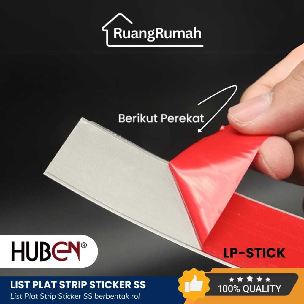 Jual List Plat Strip Sticker Stainless Steel HUBEN Stiker Ukuran 10 15 ...