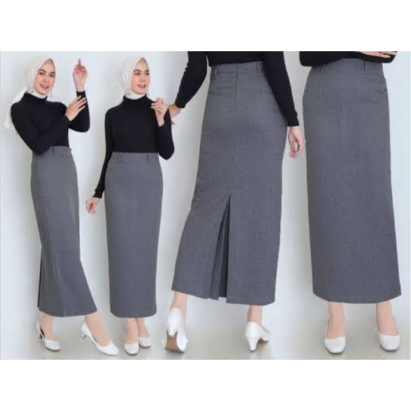 Jual ROK KERJA WANITA/ROK SPAN REMPEL BELAKANG S-L5 | Shopee Indonesia