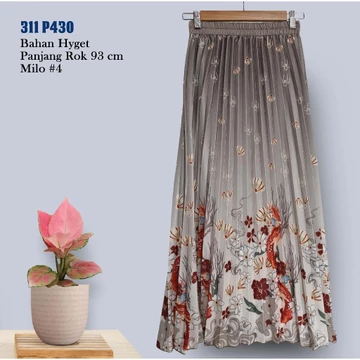 Rok Plisket Hyget Payung Gradasi Motif Bunga Dan Ikan 311 P430 P421