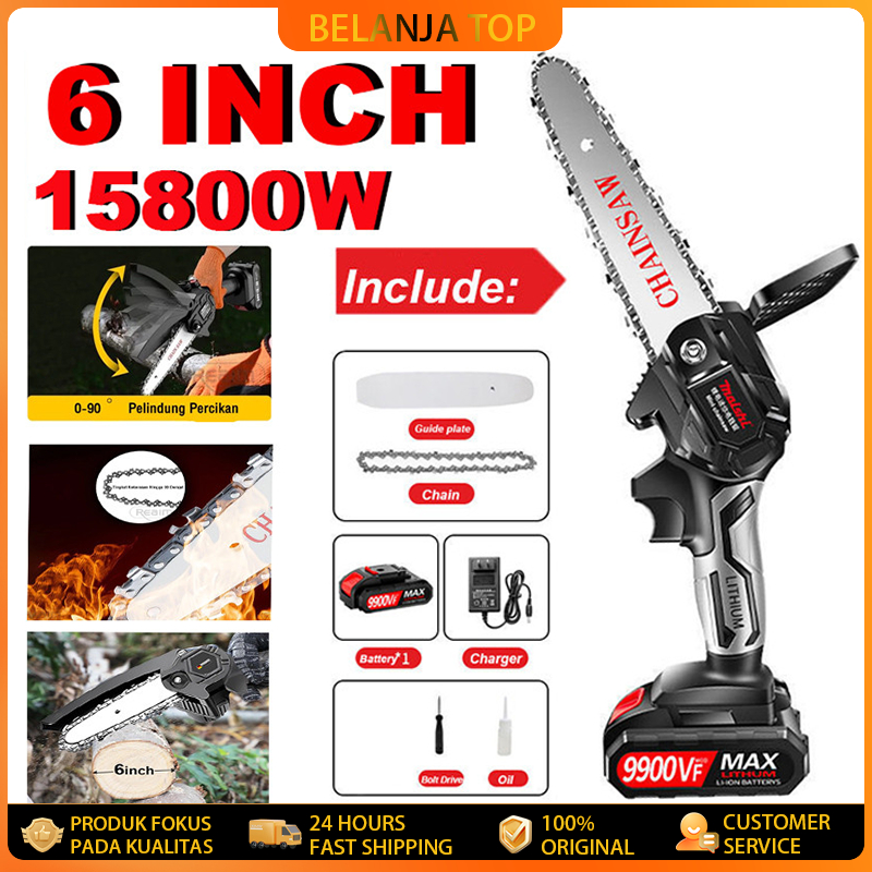 Jual Gergaji rantai listrik 6 inci portabel, gergaji listrik Lithium ...