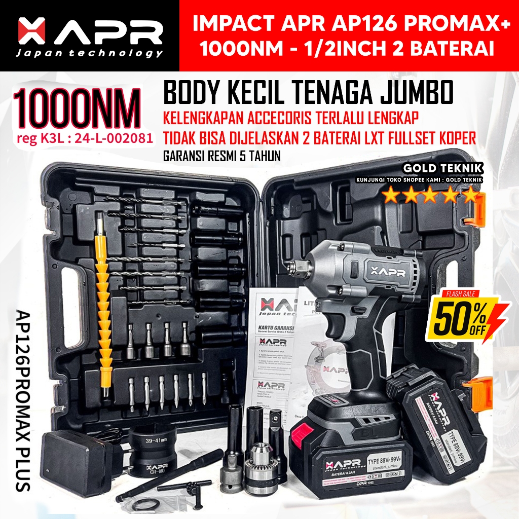 Jual APR Impact Wrench 1000NM AP126 PROMAX+ pembuka roda ban motor ...