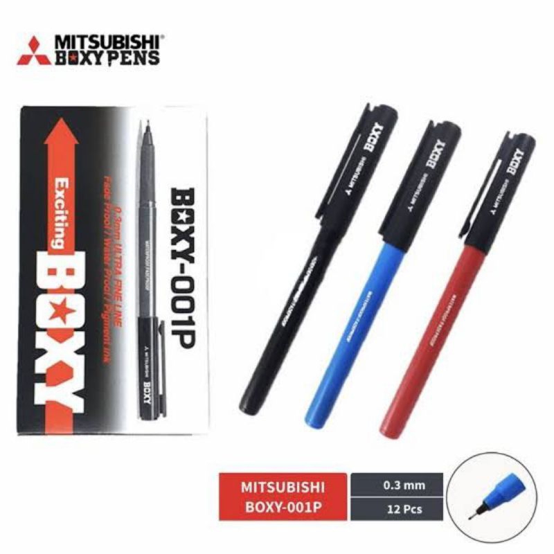 Jual pen ball point boxy 001P 1box warna black 1box isi 12pcs | Shopee ...