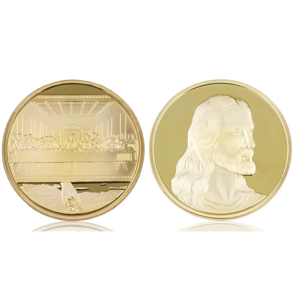 Jesus Christus Abendmahl Münze – Vergoldet, 40 Mm, Sammlerstück