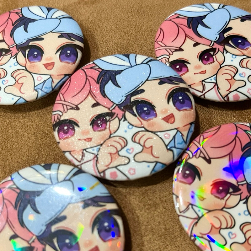 Jual PIN PENITI BADGE CUSTOM 44 & 58 // GLITTER HOLOGRAM GLOSSY DOFF ...