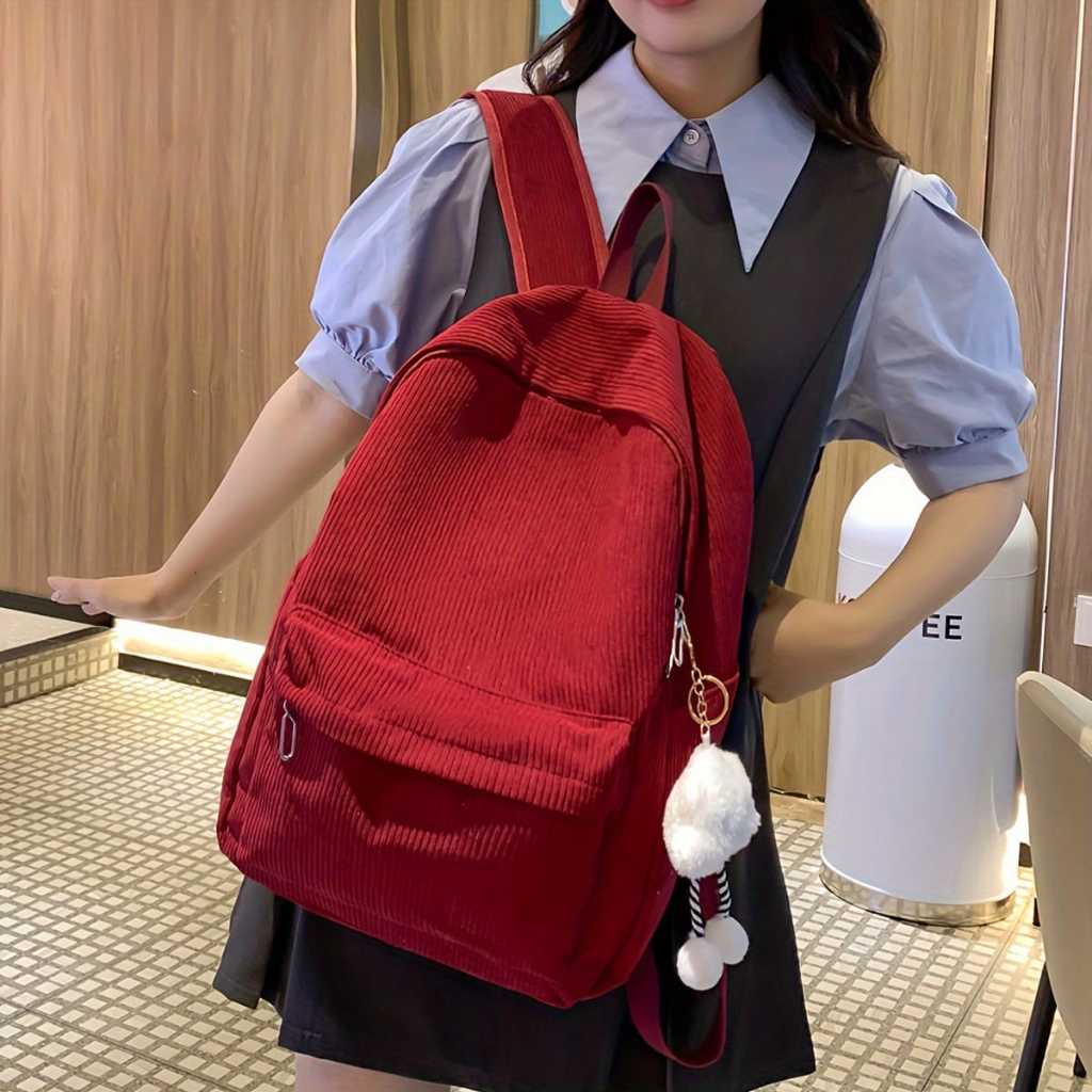 Jual RANSEL KAIN CORDUROY POLOS BACKPACK SEKOLAH ANAK SD | Shopee Indonesia
