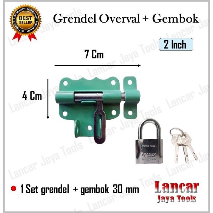 Jual GRENDEL OVERVAL WARNA 2 inci GRENDEL KUNCI 70MM SELOT GEMBOK ...