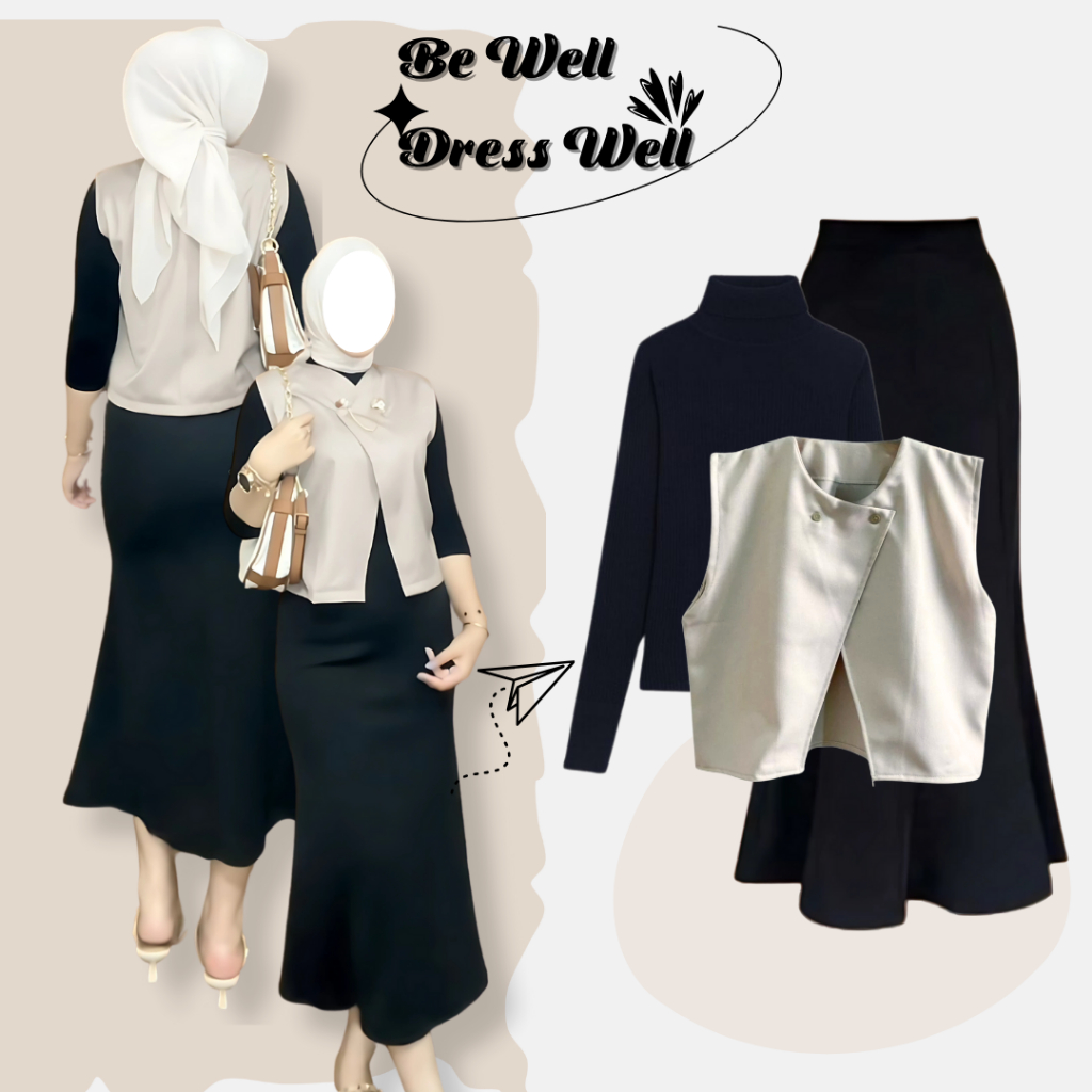 Jual OOTD Hijab Casual One Set Lebaran 2025 - Vest Korean Style Viral ...