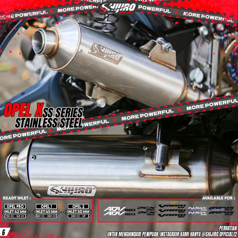 Jual Knalpot SHIJIRO OPEL X STAINLESS for Vario 125 Vario 150 Vario 160 ...