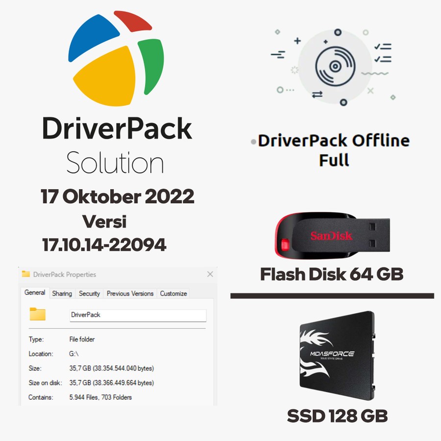 Jual Driver Pack Solution Offline Terbaru + SSD 128GB Flash Disk 64GB ...