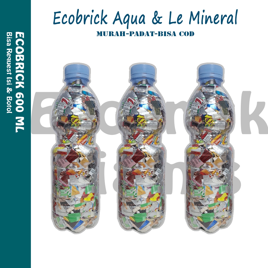 Jual Kerajinan ekobrick botol le mineral 600 ml palstik bekas berat 200 ...