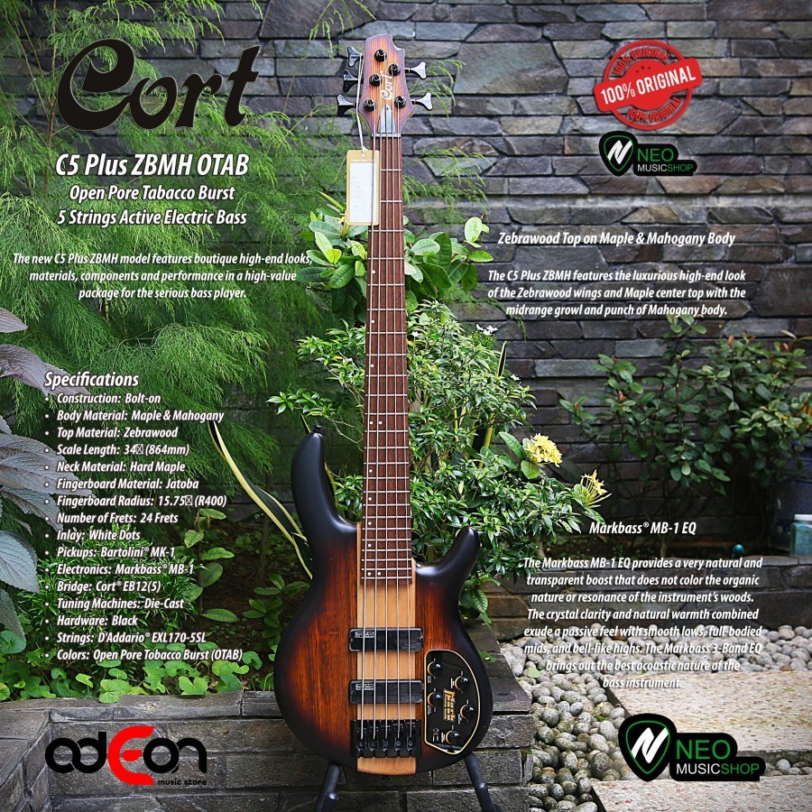 Jual Cort Artisan C5 Plus ZBMH OTAB 5 Strings Active Electric Bass ...