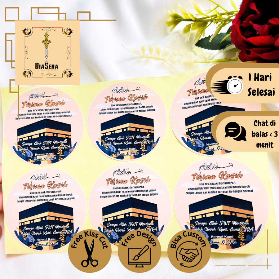 Jual 5-8 Diasena Stiker Gift Umroh Chromo Bulat Sticker Label Souvenir ...