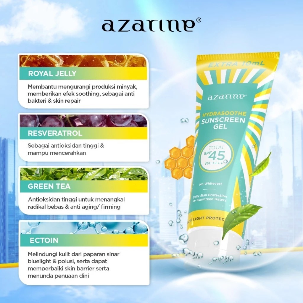 Jual Azarine Hydrasoothe Sunscreen Gel SPF45 PA++++ 30ml Sunscreen ...