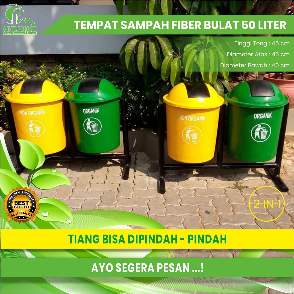 Jual Tempat Sampah Fiberglass 2 Pilah Bulat | Shopee Indonesia