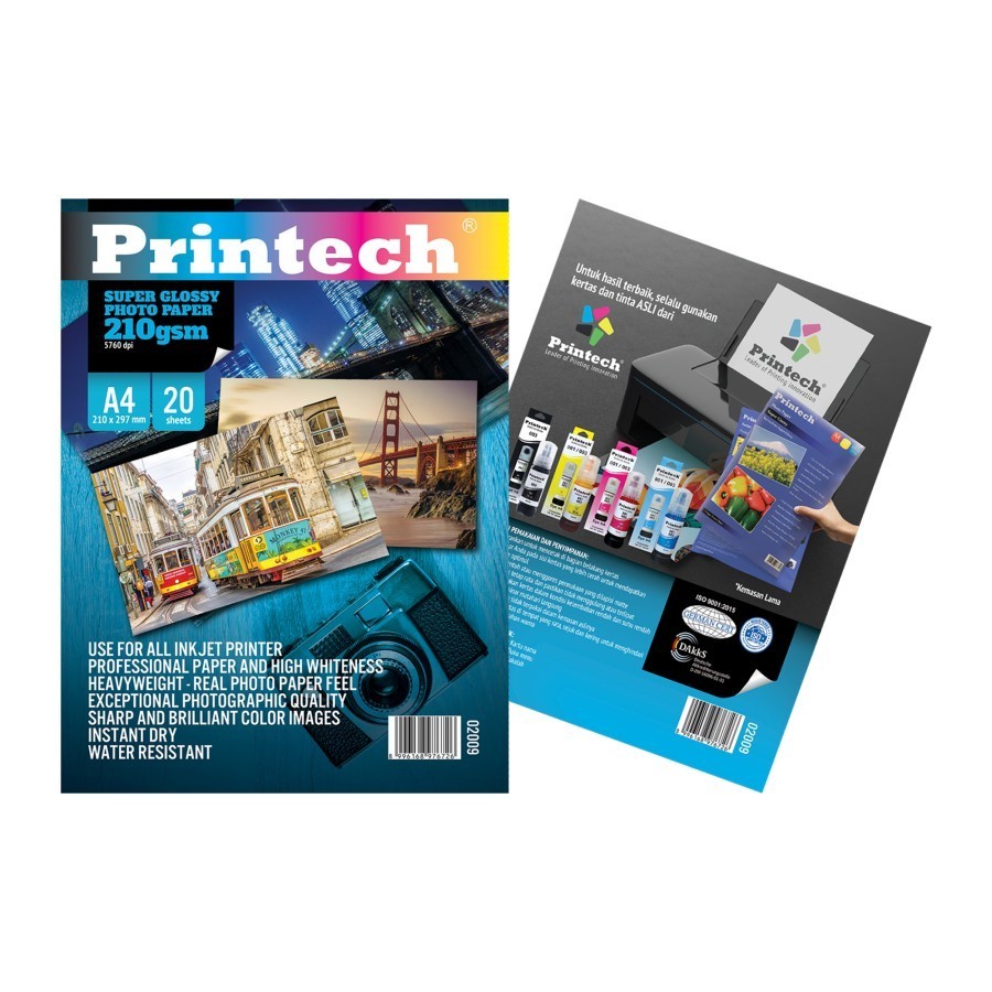 Jual PRINTECH PHOTO PAPER SUPER GLOSSY 210 GRM UK.A4 / KERTAS PHOTO A4 ...