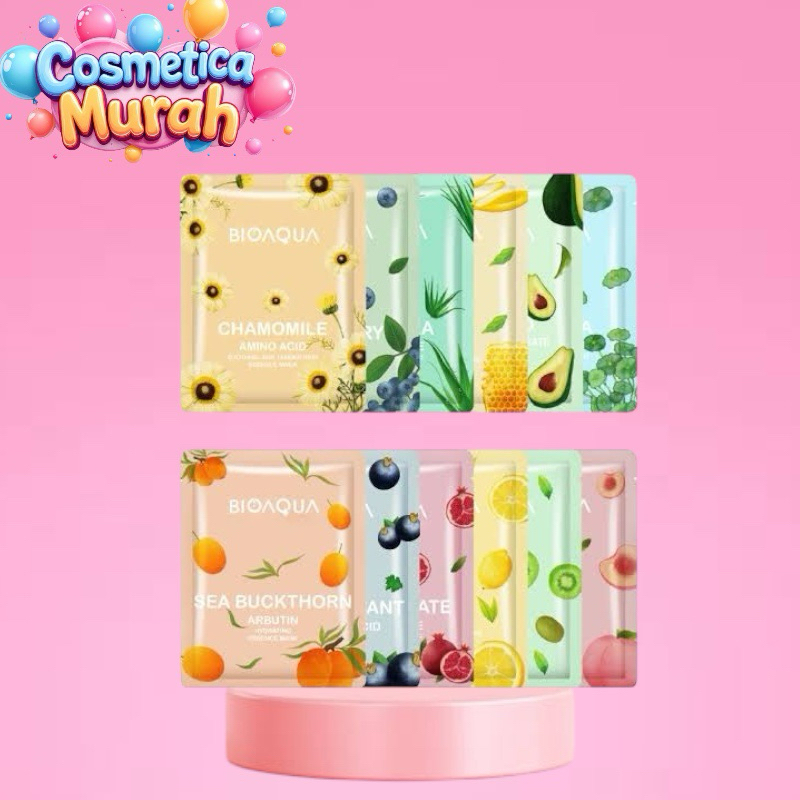 u,ox] [min 3] BIOAQUA sheet mask - masker wajah tisu cerah bersih sehat kulit kenyal glowing