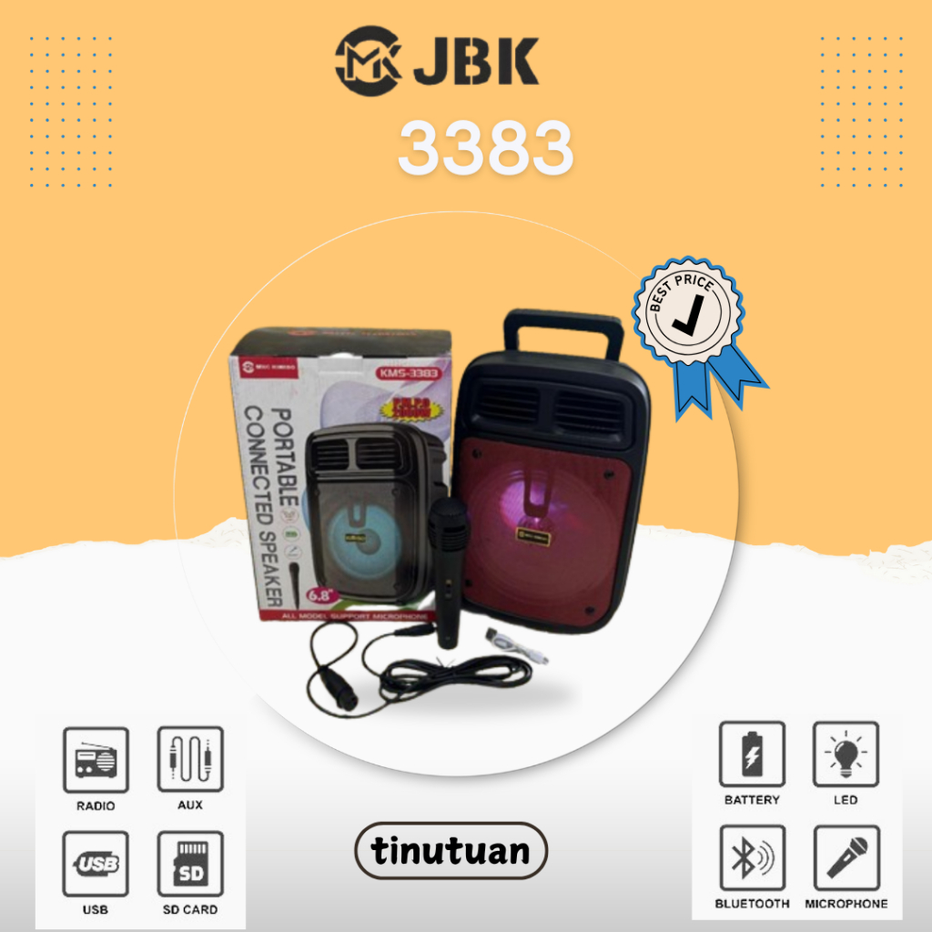 Jual SPEAKER BLUETOOTH FULL BASS FREE MIC KARAOKE 3383 | Shopee Indonesia