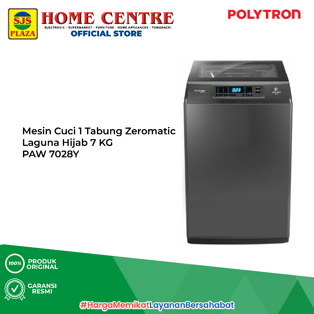 Jual POLYTRON Mesin Cuci 1 Tabung Zeromatic Laguna Hijab 7 KG PAW 7028Y ...