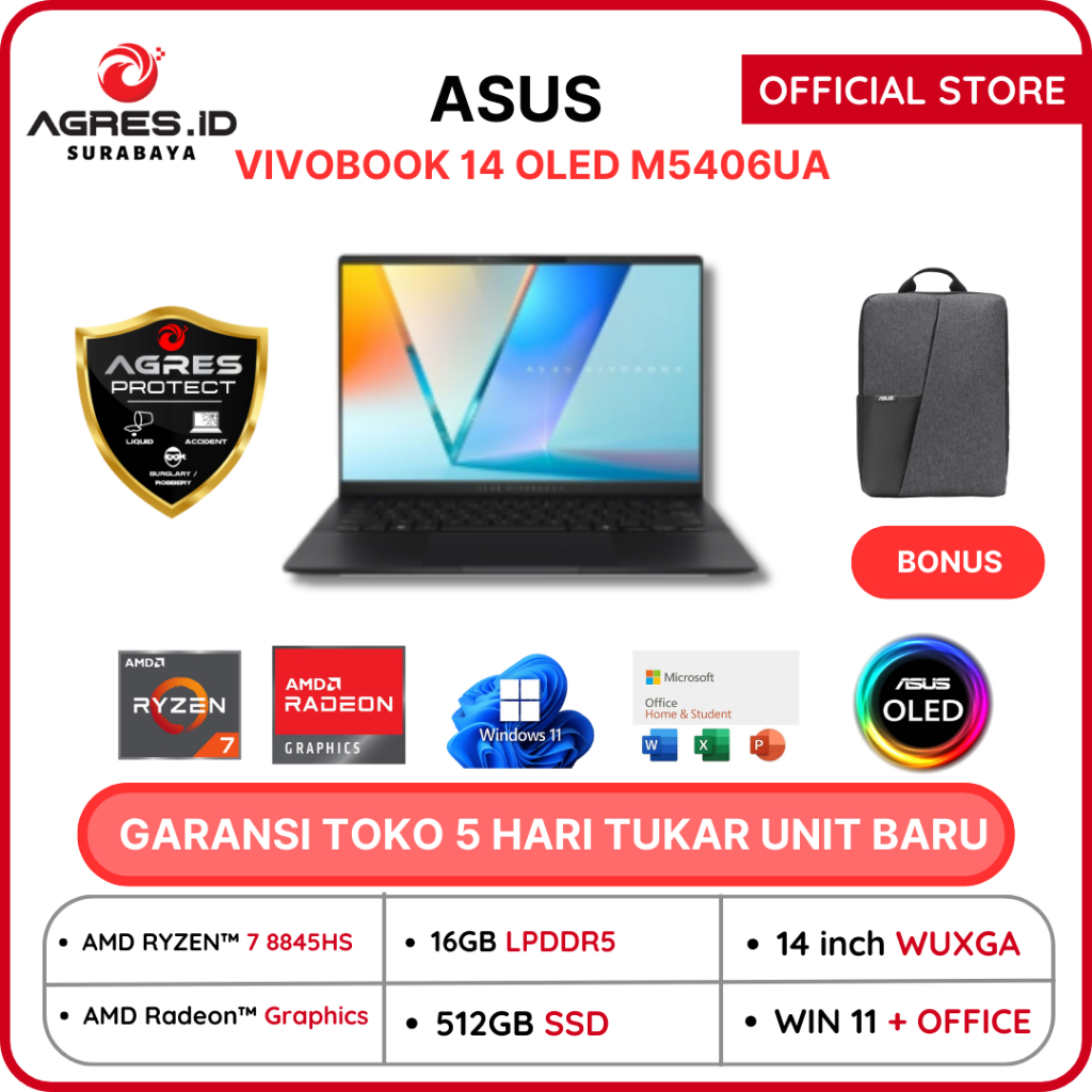 Jual ASUS VIVOBOOK 14 OLED M5406UA RYZEN 8845hs 16gb 512GB