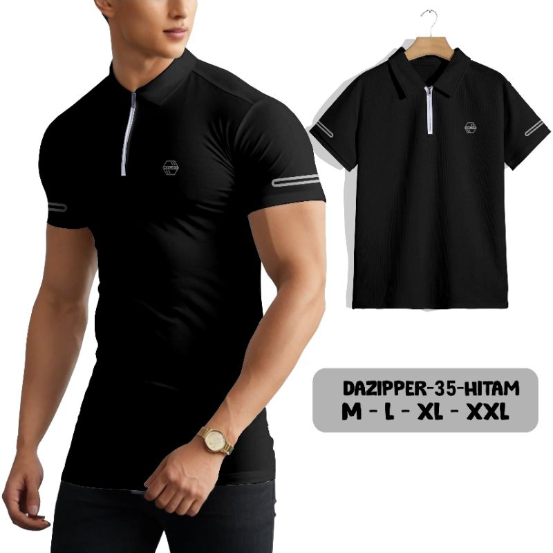 Kaos polo Tshirt zipper olahraga Gym running Fitnes yoga dryfit lengan pendek