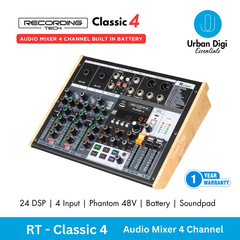 Jual Mixer Recording Tech Classic 4 - Audio Mixer 4 Channel Built in ...
