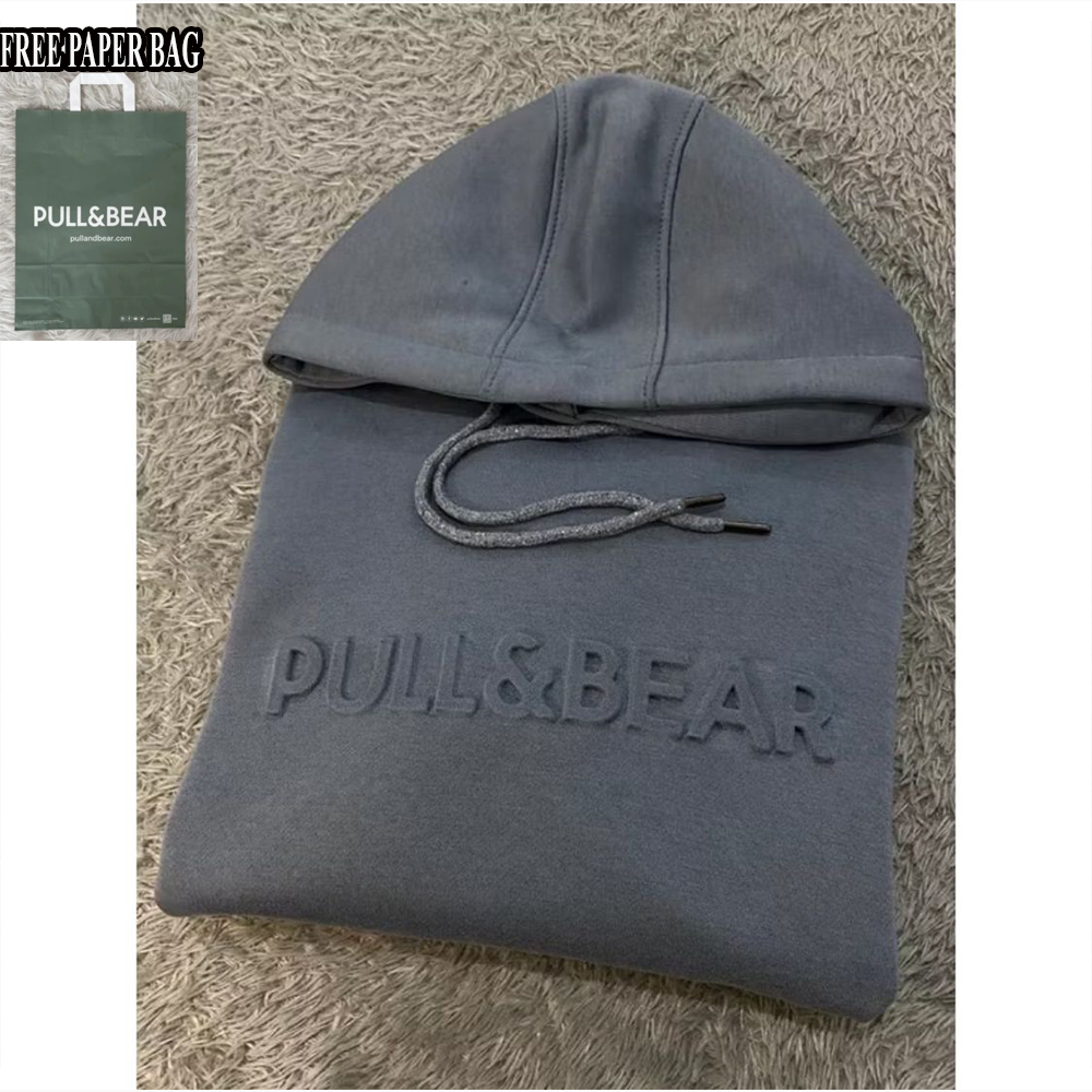 Jual { FREE PAPER BAG } Hoodie Sweater Pull & Bear Emboss 3D Font ...