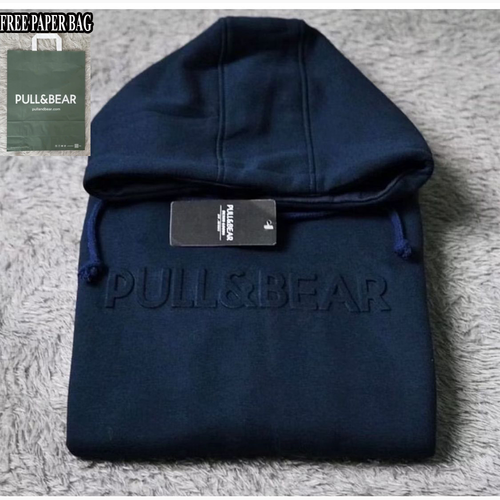 Jual { FREE PAPER BAG } Hoodie Sweater Pull & Bear Emboss 3D Font ...